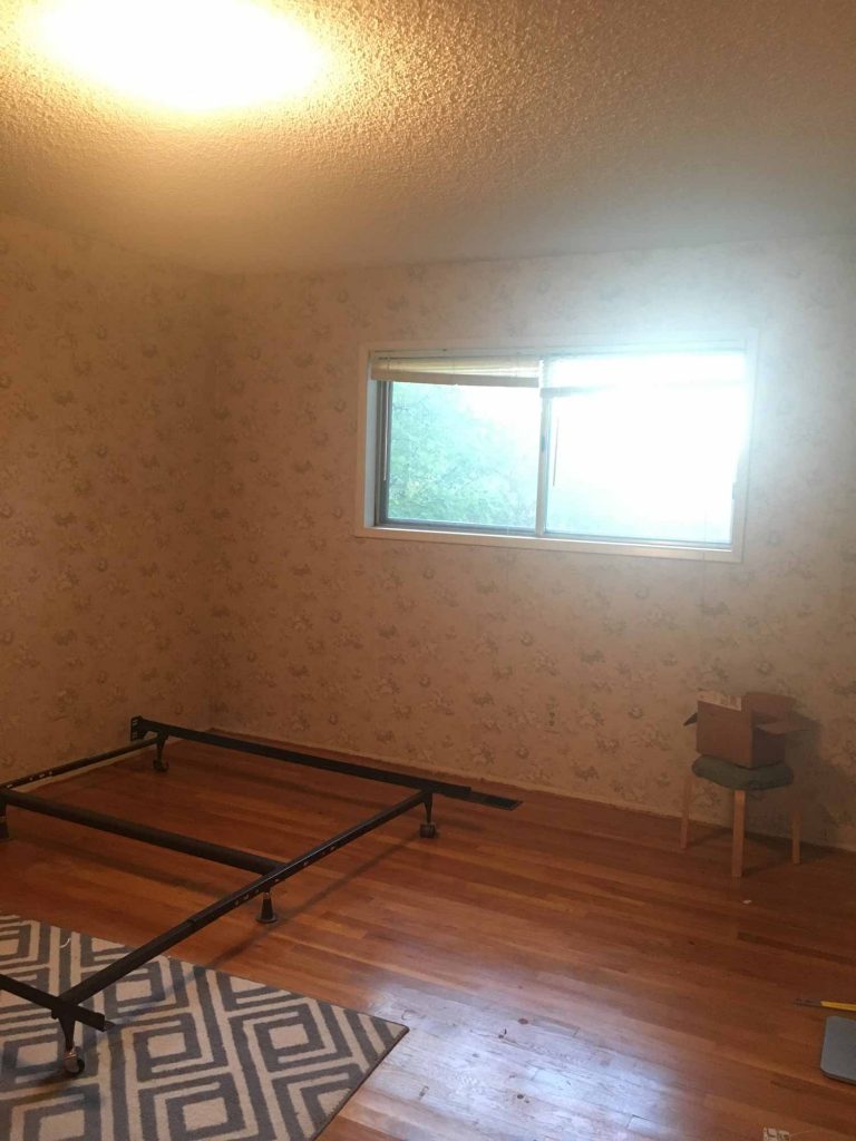 Two windows before being replaced with double doors, Highway 99 remodel project